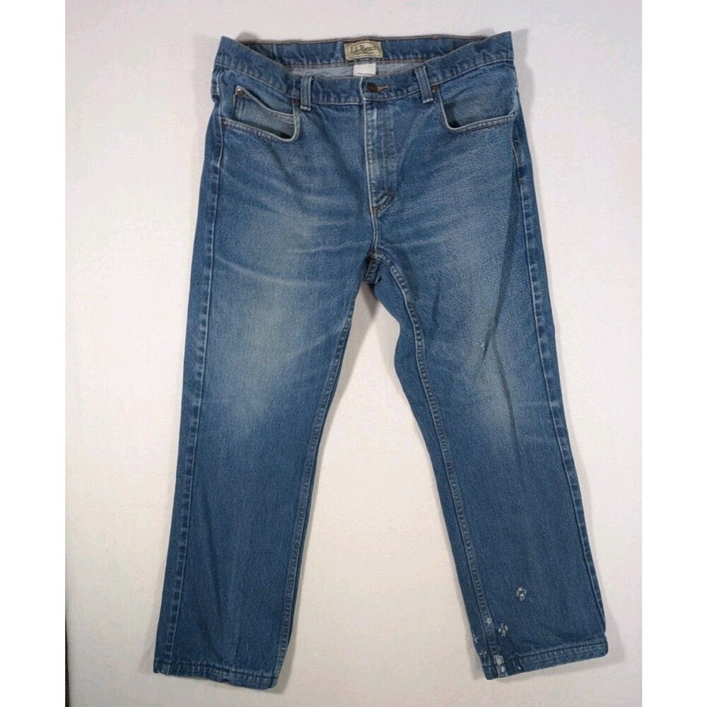 LL Bean Double L Standard Fit Straight Leg Jeans 296551 Faded Denim Men's 34X28